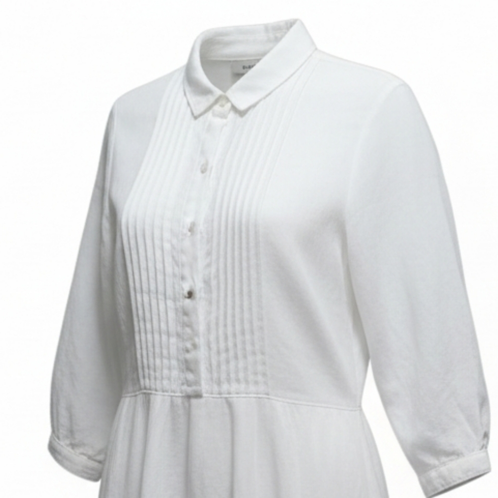 EU 44 White Rosso35 100% A-line Linen Peasant Dress Italy Summer Essentials